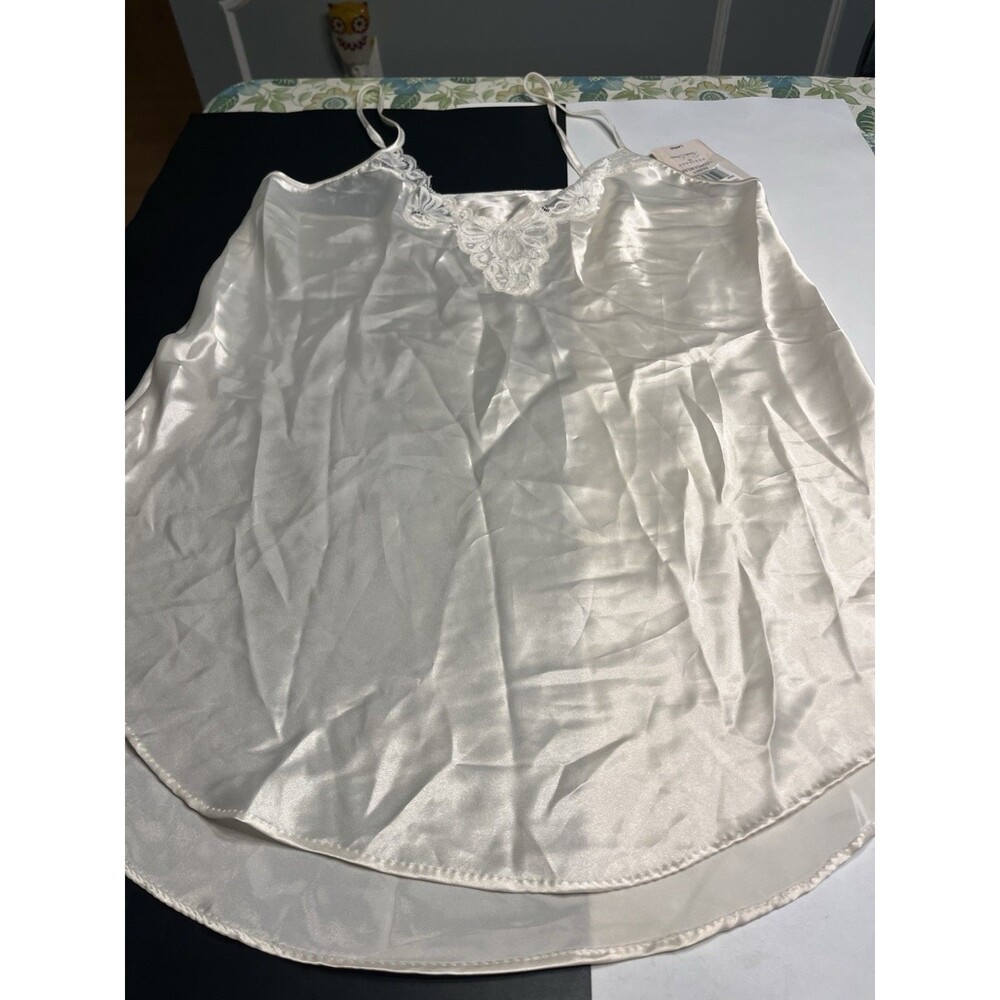 Vtg 90’s Cinema Etoile Ivory Chemise Satiny Lace Nightgown Sz L Romantic Sexy